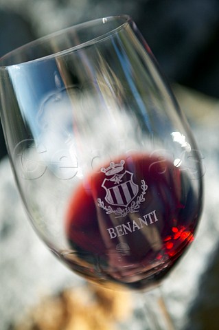 Glass of red Benanti Wine Viagrande Catania Sicily Italy DOC Etna