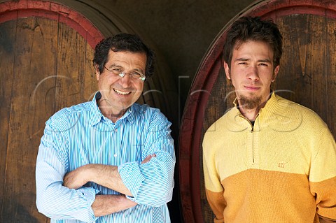 Carlo Nicolosi with his son Marco Barone di Villagrande winery at Milo on the eastern slopes of Mount Etna Sicily Italy DOC Etna