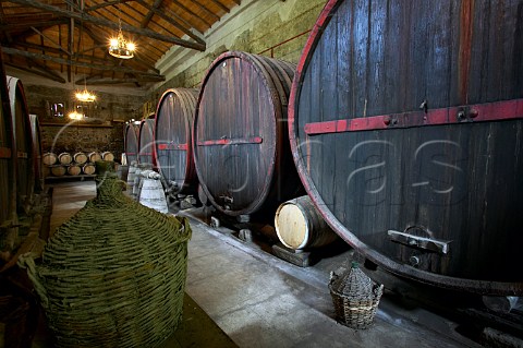 Huge barrels in the cellar of Barone di Villagrande at Milo on the eastern slopes of Mount Etna Sicily Italy DOC Etna
