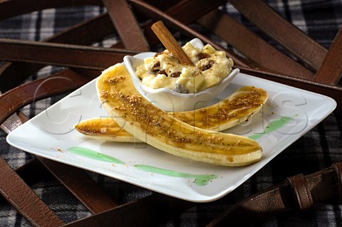 Banana dessert with chocolate flake
