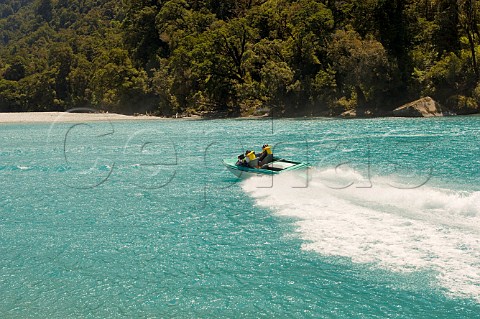 Jetboat on Haast River west coast South Island New Zealand