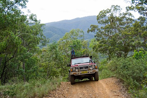 Fourwheel drive on fire trail Deua National Park New South Wales Australia