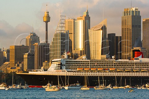 Cruise ship Queen Mary 2 in arriving in Sydney Harbour New South Wales Australia