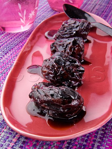 Grilled prunes with balsamic vinegar reduction