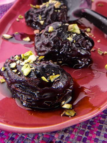 Grilled prunes with balsamic vinegar reduction