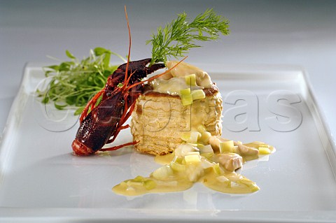 Seafood volauvent with cooked crayfish