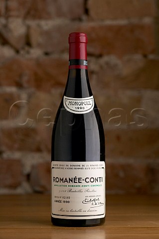 Bottle of 1990 DRC RomaneConti cellar of Palais Coburg Vienna Austria