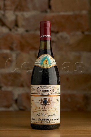Bottle of 1961 Jaboulet La Chapelle cellar of Palais Coburg Vienna Austria