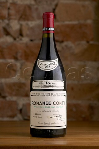 Bottle of 1985 DRC RomaneConti cellar of Palais Coburg Vienna Austria