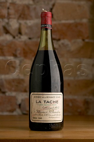 Bottle of 1945 DRC La Tche cellar of Palais Coburg Vienna Austria