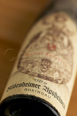 Bottle of 1727 Rdesheimer Apostelwein cellar of Palais Coburg Vienna Austria