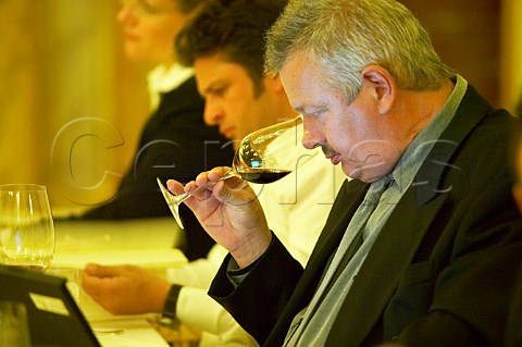 Wine expert Rene Gabriel during a tasting at Palais Coburg Vienna