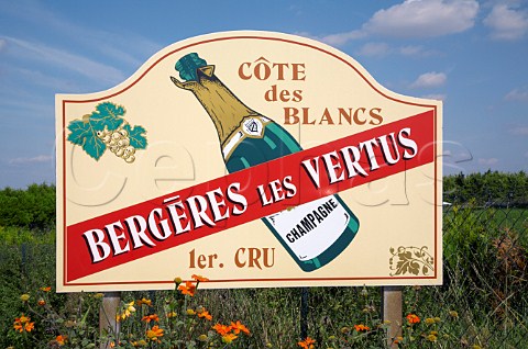 Sign at entrance to village of BergreslsVertus Marne France Cte des Blancs  Champagne