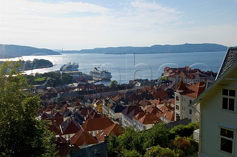 View over city from Mt Floyen Bergen Norway