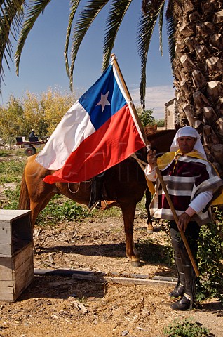 Chilean flag in the Quasimodo Festival Peralillo Colchagua Valley Chile