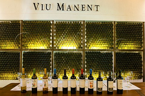 Wine bottles in tasting room of Viu Manent Colchagua Chile