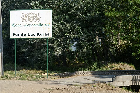 Lapostolle Las Kuras vineyard signCachapoal Valley Chile Rapel