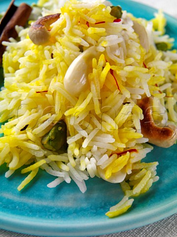 Dish of saffron rice