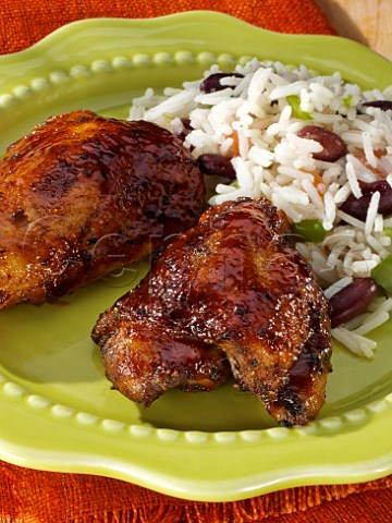 Caribbean jerked chicken rice and peas