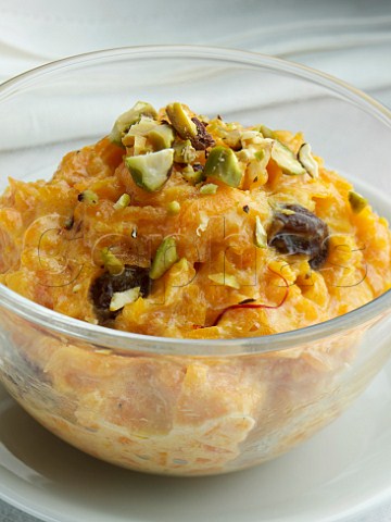 Bowl of Kashmiri carrot halva