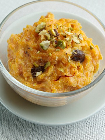 Bowl of Kashmiri carrot halva