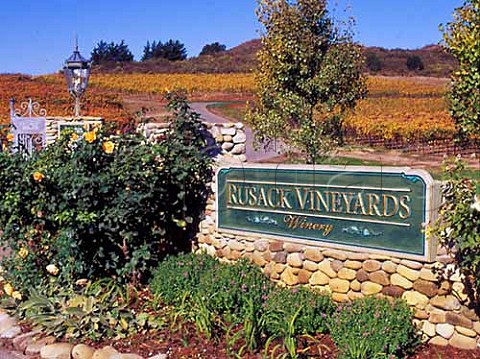 Sign at entrance to Rusack Vineyards Santa Ynez Santa Barbara Co California  Santa Ynez Valley