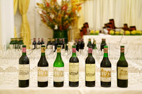 Bottles of Chteau La Mission HautBrion at a wine tasting at Palais Coburg Vienna Austria