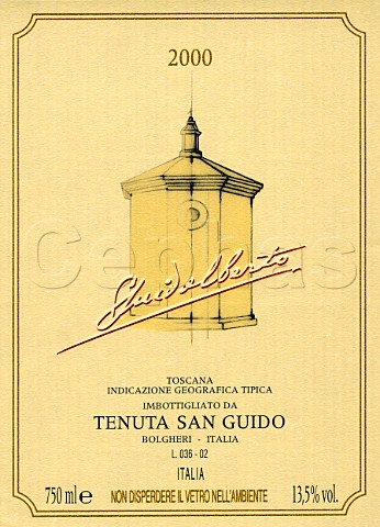 Guidalberto 2000 wine label of Tenuta San Guido Bolgheri Tuscany Italy