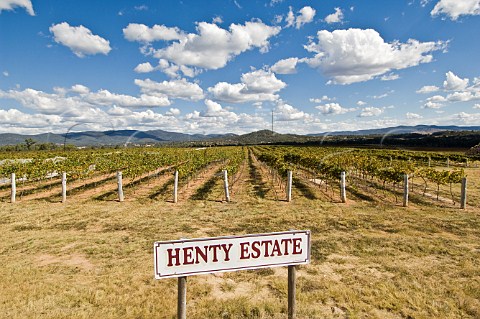 Henty Estate sign and vineyard Granite Belt Ballandean Queensland Australia
