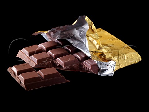 Chocolate bar with gold foil wrapper