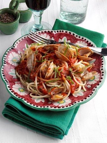 Plate of spaghetti vongole