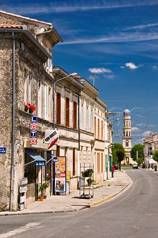 Main street and church in Lamarque Gironde France  Mdoc  Bordeaux