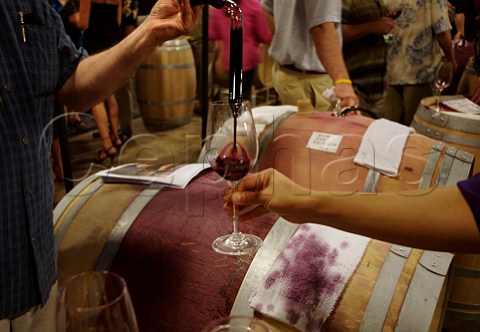 Barrel tasting at the 2008 Napa Valley Wine Auction held at Heitz Wine Cellars California