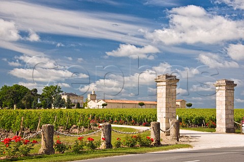 Entrance to Chteau GruaudLarose and its vineyard Beychevelle Gironde France StJulien  Bordeaux