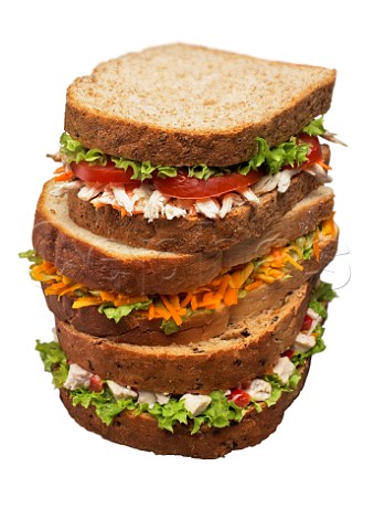 Stack of three sandwiches