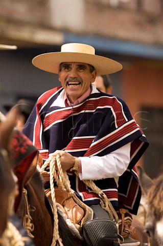 Huaso on horseback for the 18th September Independence Day celebration  Santa Cruz Chile