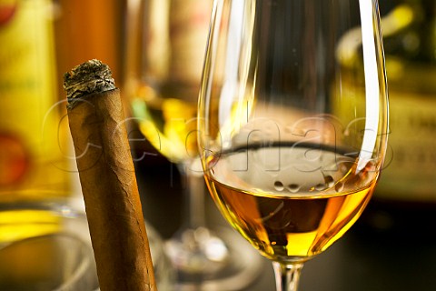Glass of Rum and cigar