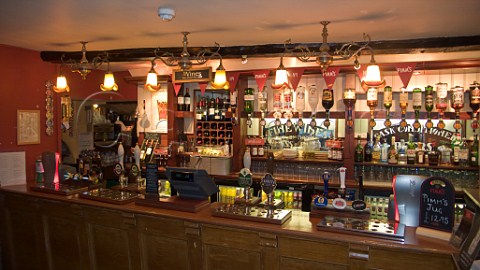 Bar at the Queens Head public house Burley Hampshire