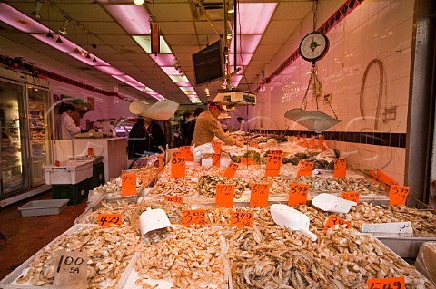 Fish shop in Canal street Chinatown New York USA