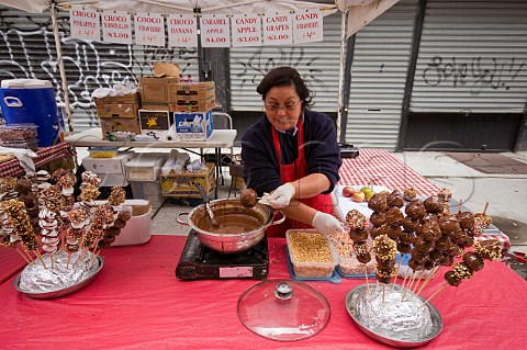 Dessert stall at street fair in Little Italy New York USA