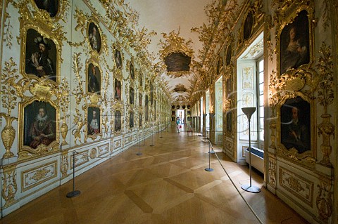 The ancestral portrait gallery with 121 portraits of the Wittelsbach family in the Residenz Palace Munich Bavaria Germany