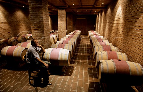 Attila Gere in the barrique cellar of his new winery Villany Hungary Villany