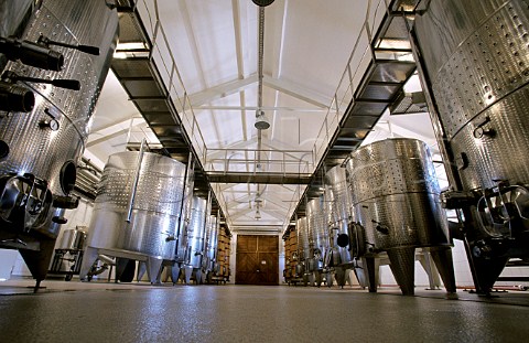 Steel fermenting tanks at Attila Gere winery Villany Hungary Villany
