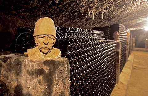 Bust in bottle cellar of Thummerer Winery Noszvaj Hungary Eger