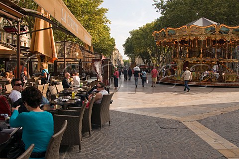 Street caf and amusements in Place de LHorloge Avignon Vaucluse Provence France