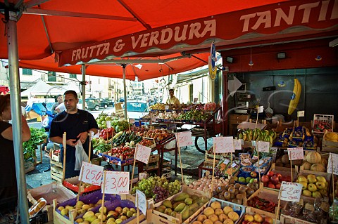 Man selling fruit at the Mercato del Capo Palermo Sicily