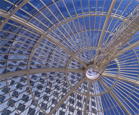 Glass dome roof at Canary Wharf Docklands London England
