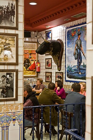 Bulls head in La Taurina restaurant Madrid Spain