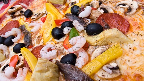 Capricciosa pizza closeup