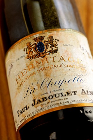 Detail of a bottle of 1978 Jaboulet La Chapelle Hermitage France